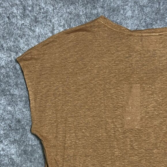 Rachel Zoe 100% Linen V-Neck Tee T-shirt Women's L Rust Brown Shirt NWT - Picture 8 of 11